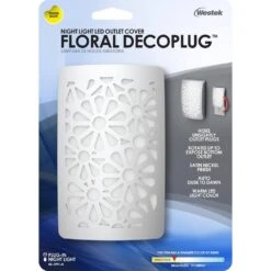 Satin Nickel Floral Decoplug LED Night Light -Lamp Parts westek night lights nl dpfl n 44 1000