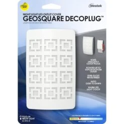 White Geosquare Decoplug LED Night Light -Lamp Parts westek night lights nl dpgs w 44 1000