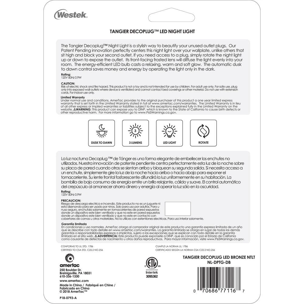 Aged Bronze Tangier Decoplug LED Night Light 9 Aged Bronze Tangier Decoplug LED Night Light - Image 7