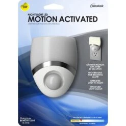 White Indoor Geometric Motion-Sensing LED Night Light -Lamp Parts westek night lights nl geom 44 1000