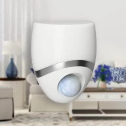 White Indoor Geometric Motion-Sensing LED Night Light -Lamp Parts westek night lights nl geom c3 1000