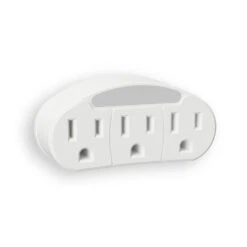 White Outlet Adapter LED Night Light With 3-Grounded Outlets