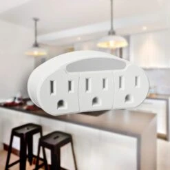 White Outlet Adapter LED Night Light With 3-Grounded Outlets -Lamp Parts westek night lights nl otad w c3 1000