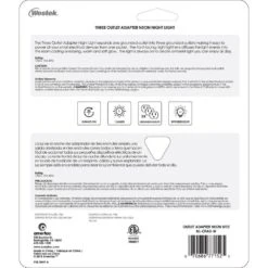 White Outlet Adapter LED Night Light With 3-Grounded Outlets -Lamp Parts westek night lights nl otad w fa 1000
