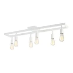 Globe Electric 36 In. 6-Light Matte White Track Lighting With Pivoting Track Heads -Lamp Parts weston globe electric track lighting kits 91008040 c3 1000