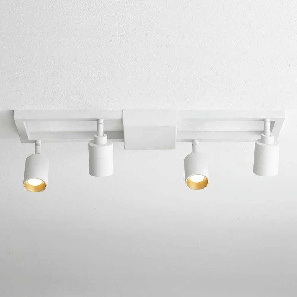 Shura White 4-Light Square Ceiling Light With Rotatable Heads, Integrated LED Bulbs, Fixed Track, 3000K, 1820 Lumen 10 Shura White 4-Light Square Ceiling Light With Rotatable Heads, Integrated LED Bulbs, Fixed Track, 3000K, 1820 Lumen - Image 8