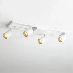 Shura White 4-Light Square Ceiling Light With Rotatable Heads, Integrated LED Bulbs, Fixed Track, 3000K, 1820 Lumen