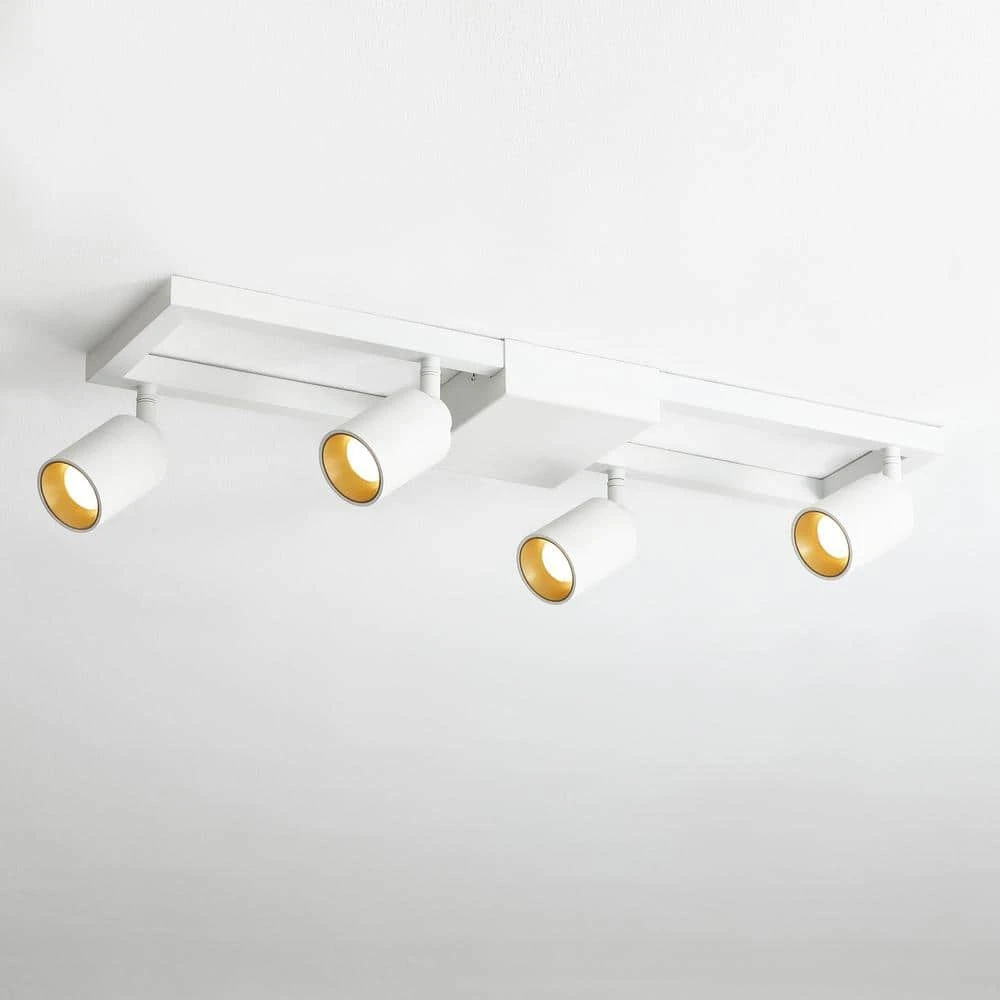 Shura White 4-Light Square Ceiling Light With Rotatable Heads, Integrated LED Bulbs, Fixed Track, 3000K, 1820 Lumen 3 Shura White 4-Light Square Ceiling Light With Rotatable Heads, Integrated LED Bulbs, Fixed Track, 3000K, 1820 Lumen