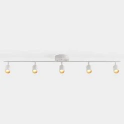 Shura White 5-Light Track Light With Rotatable Heads, Integrated LED Bulbs, 4 Ft. Track Lighting Kit, 3500K, 2275 Lumens -Lamp Parts white 3500k vidalite track lighting kits ce1060216 66 1000