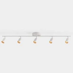 Shura White 5-Light Track Light With Rotatable Heads, Integrated LED Bulbs, 4 Ft. Track Lighting Kit, 3500K, 2275 Lumens -Lamp Parts white 3500k vidalite track lighting kits ce1060216 c3 1000