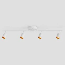 Shura White 4-Light Track Light With Rotatable Heads, Integrated LED Bulbs, 4 Ft. Track Lighting Kit, 5000K, 1820 Lumens -Lamp Parts white 5000k vidalite track lighting kits ce1060226 66 1000
