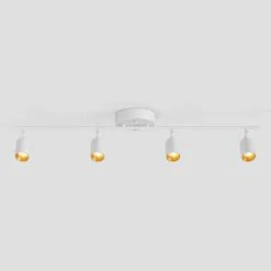 Shura White 4-Light 5CCT Track Light, 5 Color Selectable, Integrated LED Bulbs, 3 Ft Track Light Kit, 1820 Lumen -Lamp Parts white 5cct vidalite track lighting kits ce1060203 c3 1000