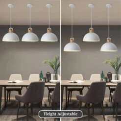 3-Pack 1-Light White Vintage Pendant Light Adjustable Ceiling Hanging Lights With Metal Shade -Lamp Parts white adsensty pendant lights hd3 1w 3 d00075 40 1000