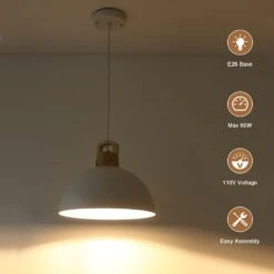 3-Pack 1-Light White Vintage Pendant Light Adjustable Ceiling Hanging Lights With Metal Shade -Lamp Parts white adsensty pendant lights hd3 1w 3 d00075 66 1000