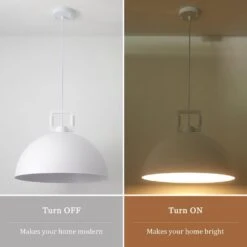 1-Light White Single Metal Dome Large Size Industrial Pendant Lighting With No Bulbs Included -Lamp Parts white adsensty pendant lights hd5 450 w d0199 1d 1000