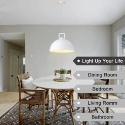 1-Light White Single Metal Dome Large Size Industrial Pendant Lighting With No Bulbs Included -Lamp Parts white adsensty pendant lights hd5 450 w d0199 4f 1000