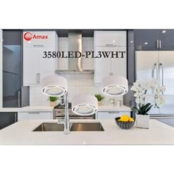 LED White Puck Light With Power Cord (3-Pack) -Lamp Parts white amax lighting puck lights 3580led pl3wht 4f 1000