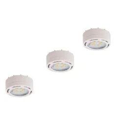 LED White Puck Light With Power Cord (3-Pack)
