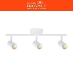 Boedy 2 Ft. 3-Light Smart Matte White Integrated LED Fixed Track Lighting Kit With Night Light Powered By Hubspace