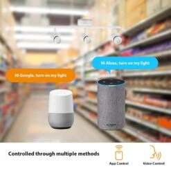 Boedy 2 Ft. 3-Light Smart Matte White Integrated LED Fixed Track Lighting Kit With Night Light Powered By Hubspace -Lamp Parts white and black hampton bay smart flushmount lighting te10c150018wwb 76 1000