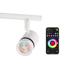 Boedy 2 Ft. 3-Light Smart Matte White Integrated LED Fixed Track Lighting Kit With Night Light Powered By Hubspace -Lamp Parts white and black hampton bay smart flushmount lighting te10c150018wwb a0 1000