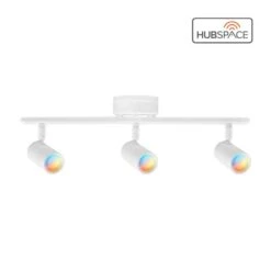 Boedy 2 Ft. 3-Light Smart Matte White Integrated LED Fixed Track Lighting Kit With Night Light Powered By Hubspace -Lamp Parts white and black hampton bay smart flushmount lighting te10c150018wwb d4 1000