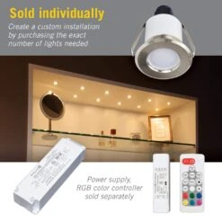 RGB Mini Recessed Undercabinet Integrated LED Puck Light, Indoor/Outdoor -Lamp Parts white armacost lighting puck lights 241127 76 1000