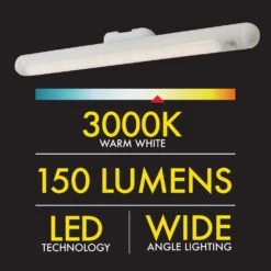 13 In. Rechargeable Wireless Integrated LED White Motion Activated Closet And Under Cabinet Light -Lamp Parts white bell howell under cabinet bar lights 8644 44 1000