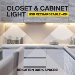 13 In. Rechargeable Wireless Integrated LED White Motion Activated Closet And Under Cabinet Light -Lamp Parts white bell howell under cabinet bar lights 8644 c3 1000