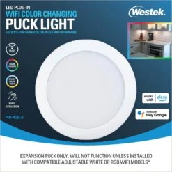 Plug-In LED WiFi Motion And RF Remote Controlled Expansion Under Cabinet Puck Light With Exchangeable Shell -Lamp Parts white black and bronze rings puck lights pip rgb a 1f 1000