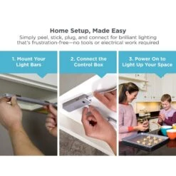 Black & Decker 9 In. LED 4-Bar Tool-Free Under Cabinet Lighting Kit, Adjustable White Light -Lamp Parts white black decker under cabinet bar lights leduc9 4cct 4f 1000