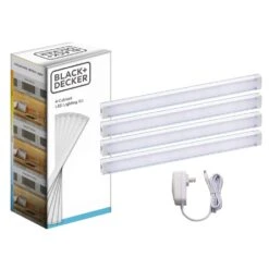 Black & Decker 9 In. LED 4-Bar Tool-Free Under Cabinet Lighting Kit, Adjustable White Light