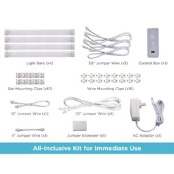 Black & Decker 9 In. LED 4-Bar Tool-Free Under Cabinet Lighting Kit, Adjustable White Light -Lamp Parts white black decker under cabinet bar lights leduc9 4cct 66 1000