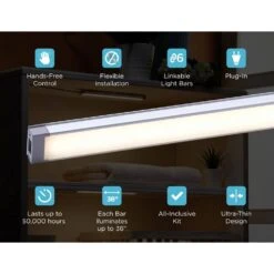 Black & Decker 9 In. LED 4-Bar Tool-Free Under Cabinet Lighting Kit, Adjustable White Light -Lamp Parts white black decker under cabinet bar lights leduc9 4cct 76 1000