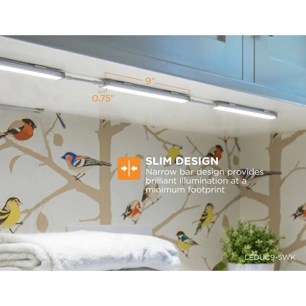 Black & Decker 9 In. LED Warm White 2700K, Dimmable, 5-Bar Under Cabinet Lights Kit With Hands-Free On/Off (Tool-Free Plug-in Install) 4 Black & Decker 9 In. LED Warm White 2700K, Dimmable, 5-Bar Under Cabinet Lights Kit With Hands-Free On/Off (Tool-Free Plug-in Install) - Image 2