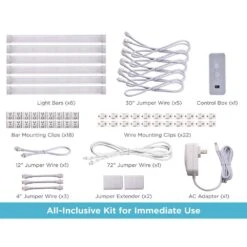 Black & Decker 9 In. White Plug-In Works With Alexa, BarsIntegrated LED Light Bulb Linkable Under Cabinet Light (6-Pack) -Lamp Parts white black decker under cabinet bar lights leduc9 6cct ack 76 1000