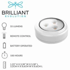 LED White Puck Light With Remote (2-Pack) -Lamp Parts white brilliant evolution puck lights brrc134 4f 1000
