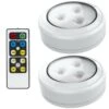LED White Puck Light With Remote (2-Pack) -Lamp Parts white brilliant evolution puck lights brrc134 64 1000