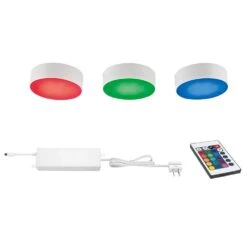 Plug-in 3-Light LED RGBW Puck Light With Color Changing