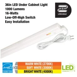 Plug-In 36 Inch Linkable LEDUndercabinet Light Task Under Counter Kitchen Lighting 3 Color Temperature Options -Lamp Parts white commercial electric under cabinet bar lights 53507102 77 1000