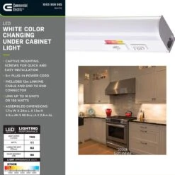 Plug-In 24 Inch Linkable LEDUndercabinet Light Task Under Counter Kitchen Lighting 3 Color Temperature Options -Lamp Parts white commercial electric under cabinet bar lights 54194202 fa 1000
