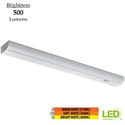 18 In. LED Under Cabinet Light Bar Plug-in Linkable 500 Lumens Adjustable Color Options 2700K 3000K 4000K -Lamp Parts white commercial electric under cabinet bar lights 54195201 1d 1000