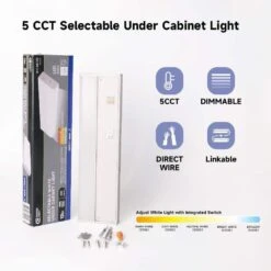 18 In. Hardwired White Integrated LED 5 CCT Linkable Under Cabinet Light -Lamp Parts white commercial electric under cabinet bar lights 57103 wh 4f 1000