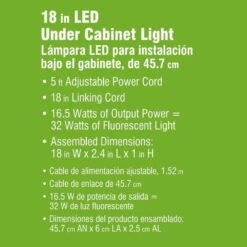 18 In. LED White Linkable Plug In Under Cabinet Light -Lamp Parts white commercial electric under cabinet bar lights 57202 wh 4f 1000