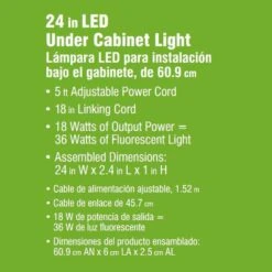 24 In. LED White Linkable Plug In Under Cabinet Light -Lamp Parts white commercial electric under cabinet bar lights 57203 wh 4f 1000