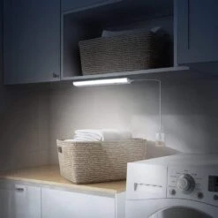 12 In. Plug-In White Integrated LED Linkable 2-Brightness Level Under Cabinet Light Task/Kitchen 5 Selectable White CCT -Lamp Parts white commercial electric under cabinet bar lights ucl12 5cct 2dim hd 4f 1000