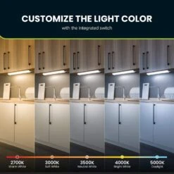 12 In. Plug-In White Integrated LED Linkable 2-Brightness Level Under Cabinet Light Task/Kitchen 5 Selectable White CCT -Lamp Parts white commercial electric under cabinet bar lights ucl12 5cct 2dim hd 66 1000