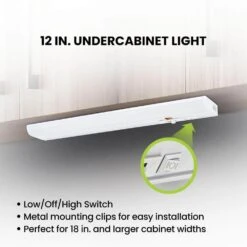 12 In. Plug-In White Integrated LED Linkable 2-Brightness Level Under Cabinet Light Task/Kitchen 5 Selectable White CCT -Lamp Parts white commercial electric under cabinet bar lights ucl12 5cct 2dim hd a0 1000
