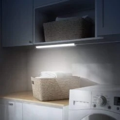 18 In. Plug-In White Integrated LED Linkable 2-Brightness Level Under Cabinet Light Task/Kitchen 5 Selectable White CCT -Lamp Parts white commercial electric under cabinet bar lights ucl18 5cct 2dim hd 4f 1000