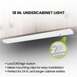 18 In. Plug-In White Integrated LED Linkable 2-Brightness Level Under Cabinet Light Task/Kitchen 5 Selectable White CCT -Lamp Parts white commercial electric under cabinet bar lights ucl18 5cct 2dim hd a0 1000